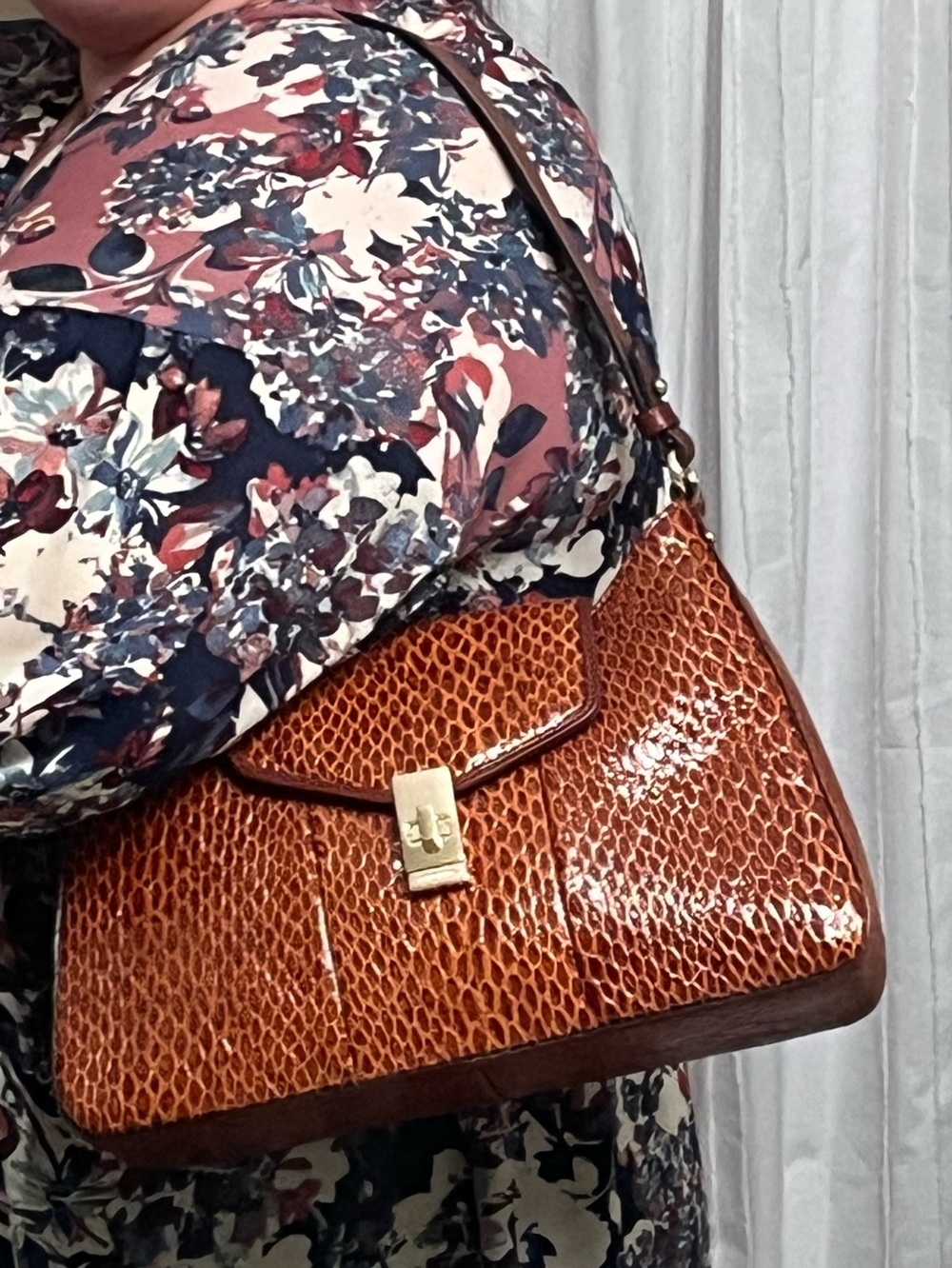 Brahmin Esme Nutmeg Janeway Snakeskin Embossed Shoulder Bag - Picture 16 of 16
